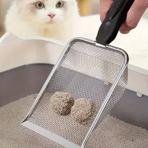 Fine Mesh Cat Litter Scoop 1pc, Stainless Steel Non-Slip Litter Sifter, Fast Sifting Design to Reduce Litter Waste – Perfect for All Clumping Cat Litters