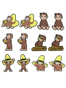 12 Pcs Cute Monkey Shoe Charms For Bubble Slides Clogs Sandals,PVC Shoe Decorations Accessories Buckle For Christmas Birthday Gifts