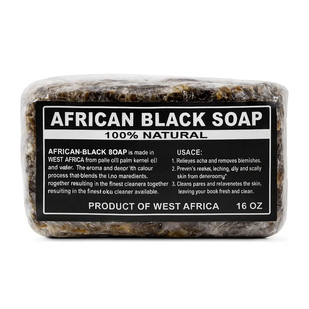 African Black Soap 100% Natural Raw 16 oz Handmade in West Africa Relieves Acha Removes Blemishes Product of West Africa