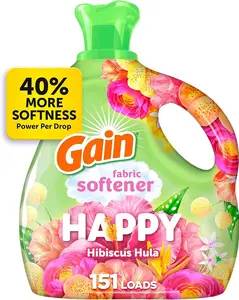 Liquid Fabric Softener (Fabric Conditioner), Happy, 101 fl oz, 151 Loads