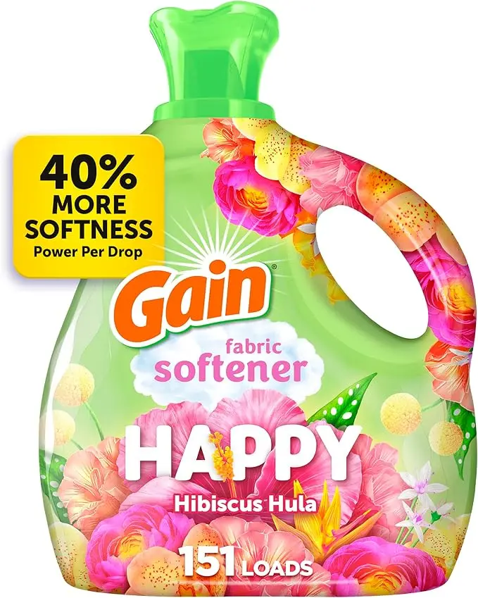 Liquid Fabric Softener (Fabric Conditioner), Happy, 101 fl oz, 151 Loads
