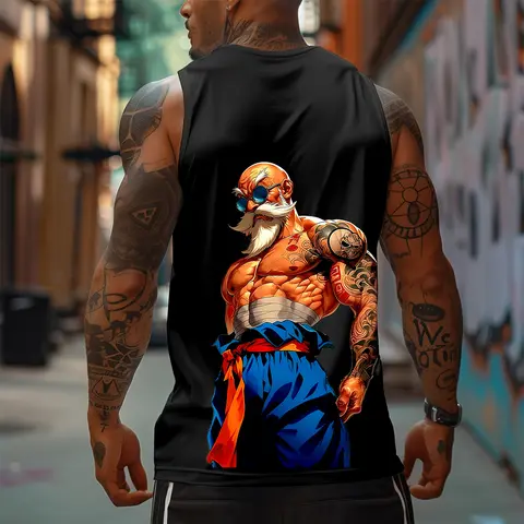 Dragon Ball DBZ Master Rosh Unisex Summer outfits men streetwear 80s 90s graphic tees cotton Anime tank tops men gifts