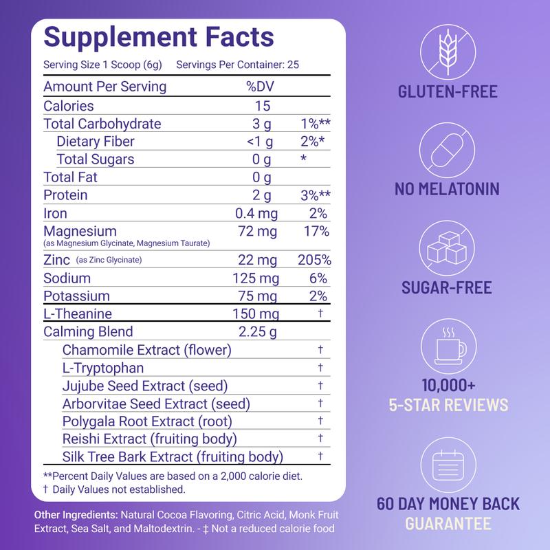 MoonBrew Sleepy Hot Cocoa – Melatonin-Free Magnesium Sleep Drink – Sugar-Free Calm Mix