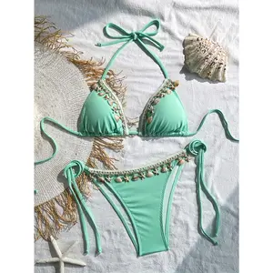 Colorful Crochet Bikini Set - Beach & Pool Party Swimwear | Adjustable Fit & Soft Fabric | Swimsuits 2026 Women Must-Have