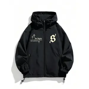 Mens Womens Hooded High Quality Printed Casual Jacket Lightweight Streetwear Outerwear For Spring Fall Zipper Closure Coat With Pockets Street Style Graphic Print