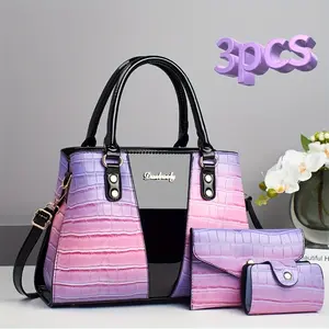 Trendy Stone Grain Color Match Pattern Women Bag Trio