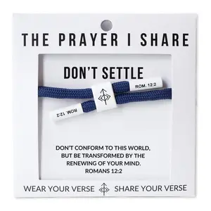 The Prayer I Share Don't Settle Romans 12:2 Unisex Polyester Cord Bracelet Adjustable Waterproof Sweat-Proof Christian Wear Your Verse Share Your Verse