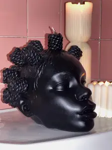 Crown Glory Bantu Knot Christmas Wick Candle – Black-Owned Holiday Table Centerpiece Decoration