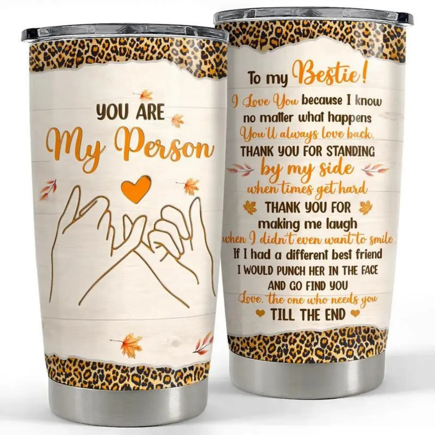 Gift for Best Friend – You Are My Person, 20oz Bestie Tumbler, Birthday & Christmas Gift for Women, To My Best Friend Coffee Mug Insulated Travel Cup Flasks