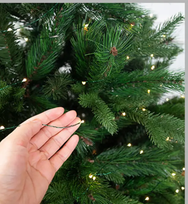 Christmas tree string lights with remote control, fairy lights with green wire, copper wire star string lights, green plant Christmas vine copper wire lights