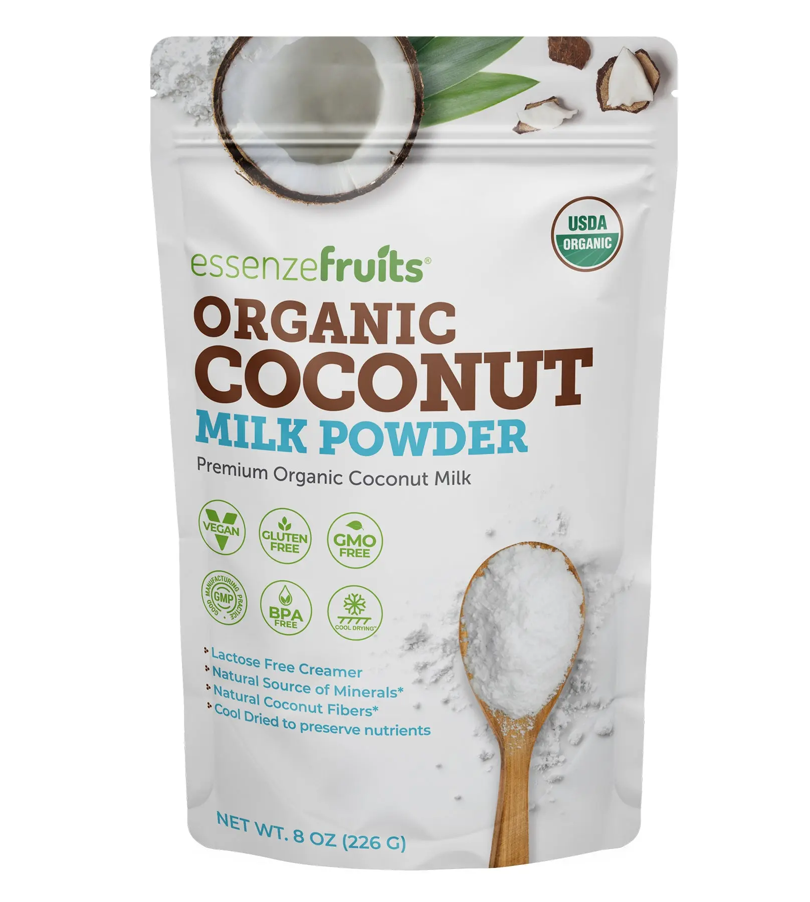 Pure Organic Coconut Milk Powder - 8 oz (226g), No Sugar Added, Dairy-Free, Vegan, Pure, Keto & Paleo Friendly Plant Based Milk Drink