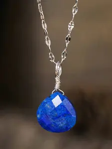 Heart-Shaped Natural Crystal Pendant, Amethyst and Lapis Lazuli Healing Jewelry, Unisex Gift, Boho Style, All Seasons