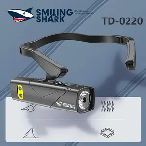 【TD-0220】Smiling Shark multifunctional headlamp, made of ABS and aluminum alloy, built-in 1000mAh battery, features a detachable design and human body sensor, suitable for various scenarios