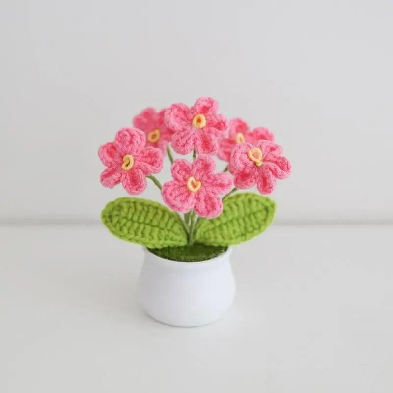 Handmade Crochet Flower Plant (1 Count), Cute Artificial Floral Decor, Perfect for Home, Party and Wedding Decoration