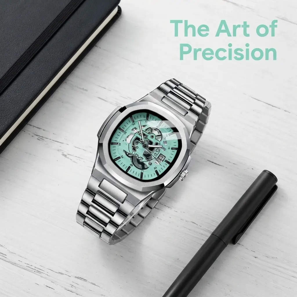 Men's Skeleton Automatic Mechanical Watch Tiffany Blue Stainless Steel   Suitable for business men who pursue stylish looks and a mechanical feel, perfect for business casual, office work, and gift-giving occasions