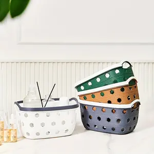 1pc Plastic Dirty Clothes Basket, Clothes Sundries Finishing Basket, Toy Storage Basket, Home Organization and Storage Supplies, Kitchen Bathroom Bedroom Office Accessories