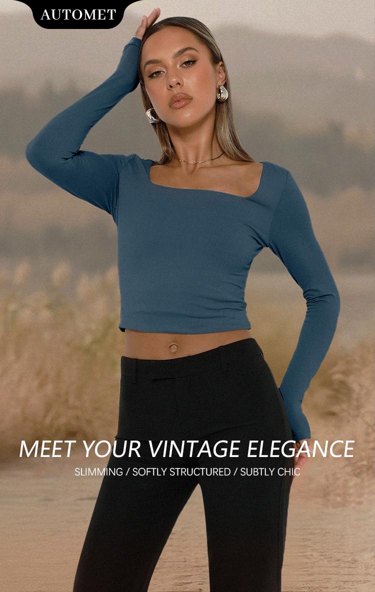 AUTOMET Women's 3 Pack Long Sleeve Crop Tops Slim Fit Y2K Fashion Basic Layering Shirts Haze Blue White Black Minimalist Casual Korean Style Everyday Womenswear Short - Summer AUTOMET Women's 3 Pack Long Sleeve Crop Tops Slim Fit Y2K Fashion Basic Layering Shirts Haze Blue White Black Minimalist Casual Korean Style Everyday Womenswear Short - Summer