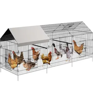 130in x40in x40in Rust-Proof Durable Metal Walk-in Chicken Coop, Portable Poultry Cage Unit with 1 Window & 4 Doors, Large Outdoor Shelter Enclosure for Chickens & Ducks