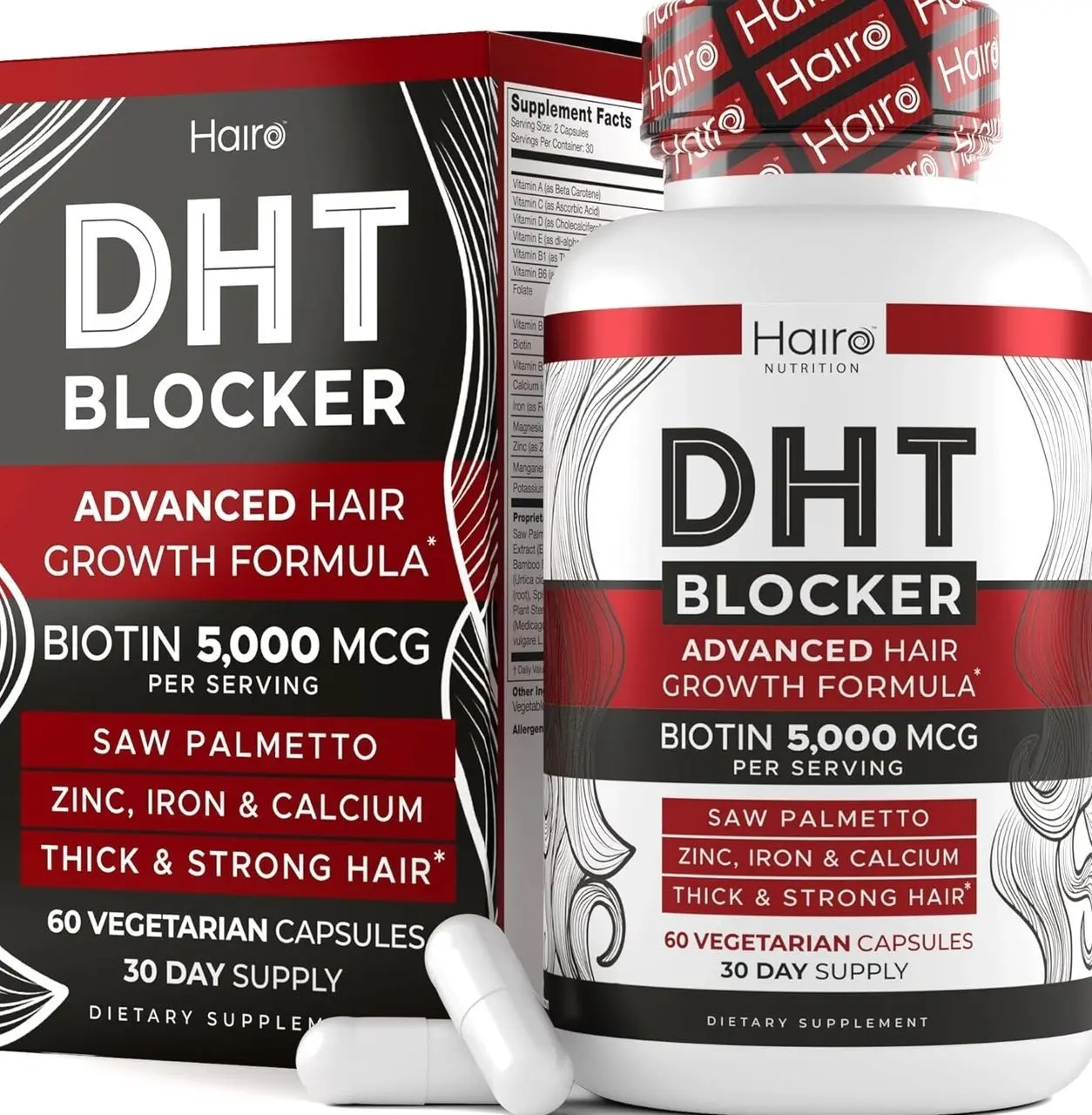DHT Blocker Hair Growth Supplement - High Potency Biotin & Saw Palmetto for Hair Regrowth - Natural Hair Loss Treatments for Women & Men - Helps Stimulate Hair Follicle Growth