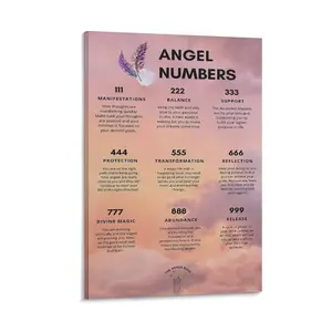 Angel Number Wall Art, Canvas Bedroom Painting, Home Decor Pictures, Numerology Artworks Posters. Poster Canvas Wall Art For Bedroom Decor Bar Office Room Decor Gift