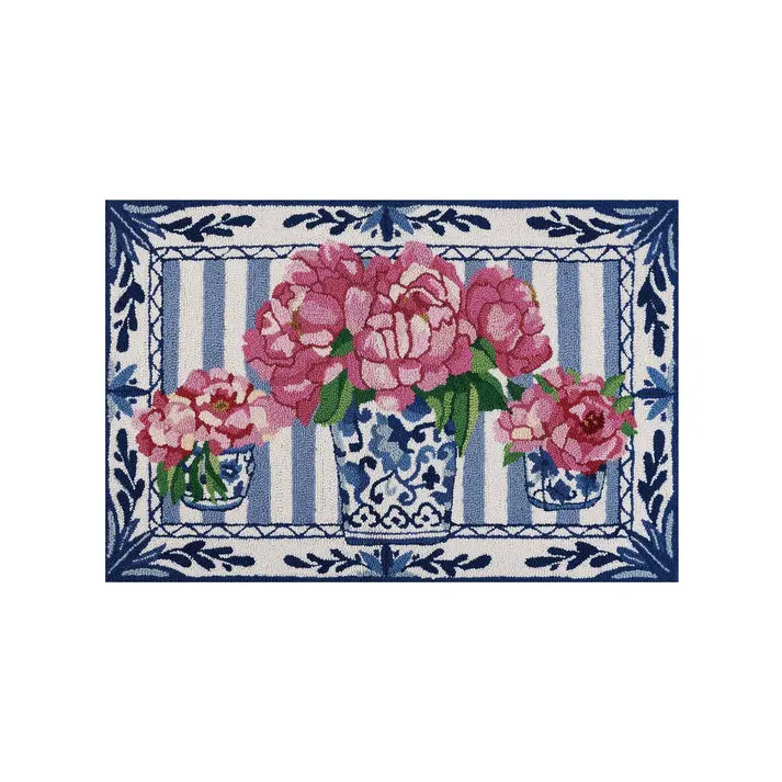 Peking Handicraft 30SER546C03 2 x 3 ft. Pretty Petals Hook Rug