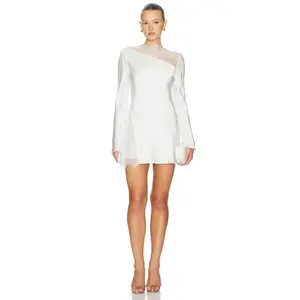 Shona Joy Allegra Lace Panelled Mini Dress in Ivory