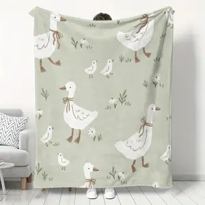 Cartoon Goose Pattern Cover Blanket Print for Home, Outdoor Camping, Car Travel, Sofa, Bedroom Decoration Throw Shawl