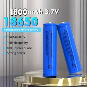 18650 Lithium-Ion Battery, 1800mah, 3.7v, Rechargeable, Metallic Matte Finish, Button Top, for Headlights, Flashlights, Household Appliances