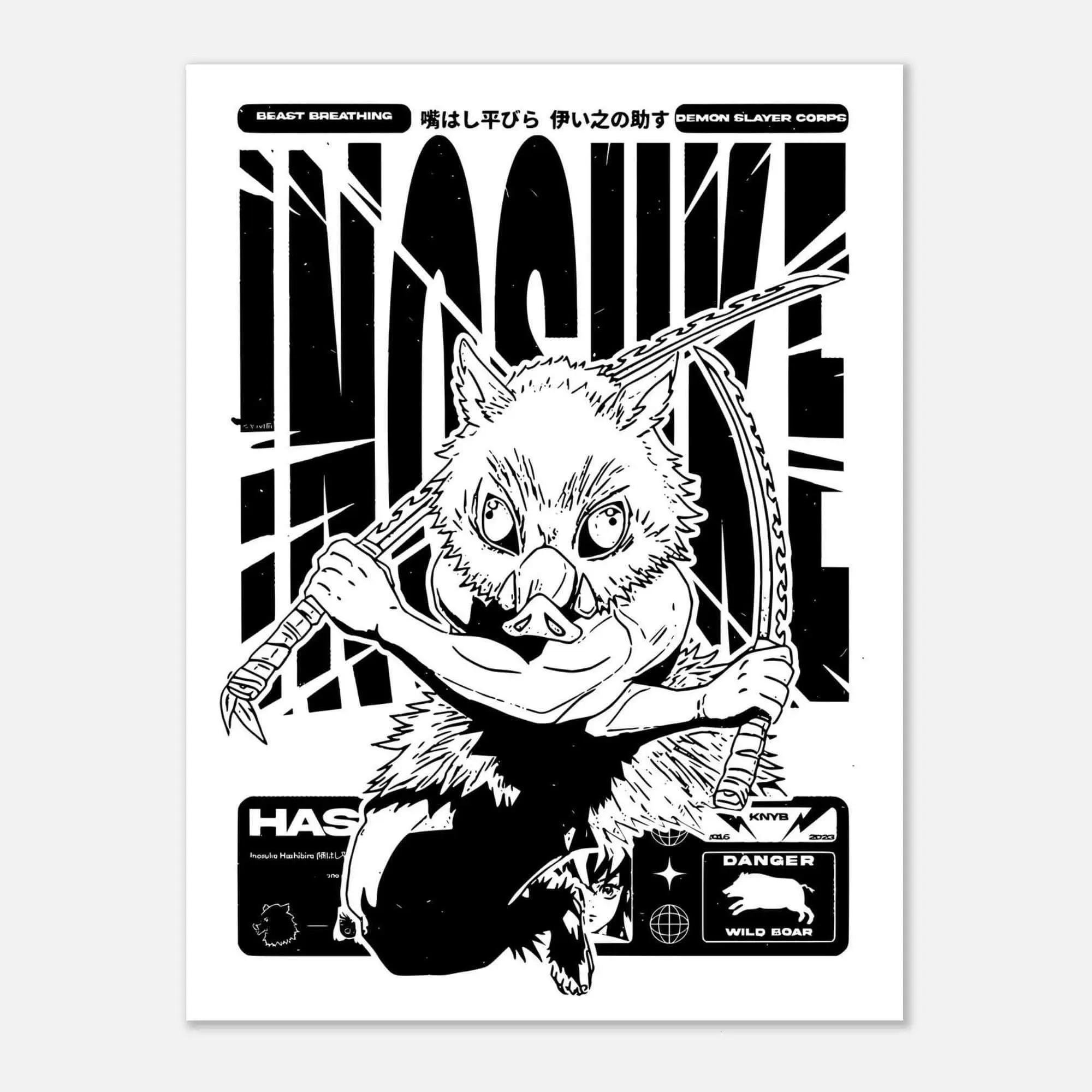 Poster print Fanart Demon Slayer Inosuke – Manga poster Kimetsu no Yaiba  Decoration Wall Art Inosuke Hashibira  Beast Breathing Art