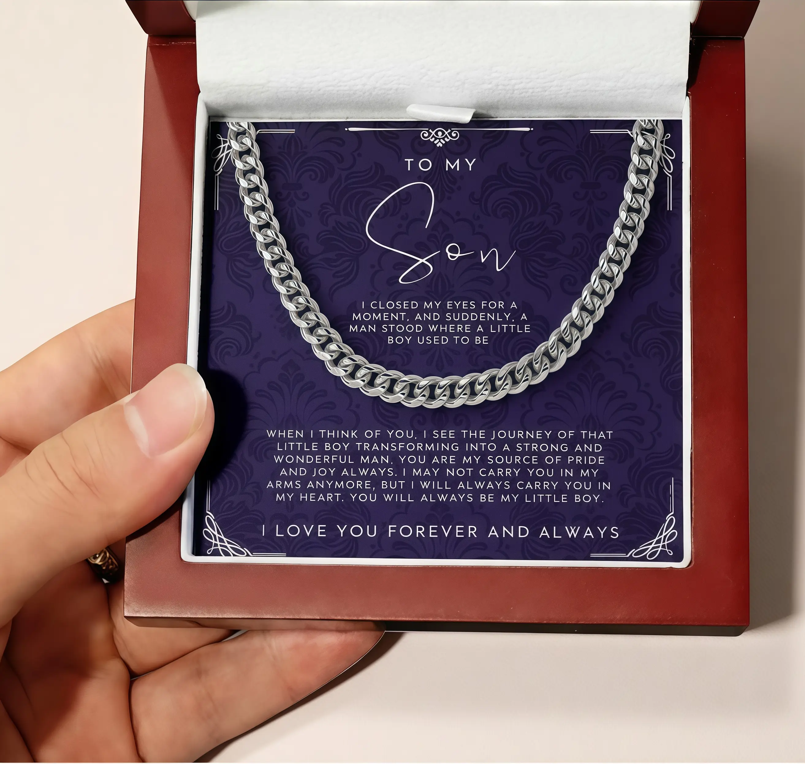 To My Son Stainless Steel Necklace, Exquisite Jewelry Gift from Mom and Dad, Meaningful Keepsake Pendant for Birthday, Graduation, Meaningful Gifts, Happy Birthday, Personalized Jewelry, Sentimental, Christmas, Male, Cherished Memory, Symbolizing Love, Me