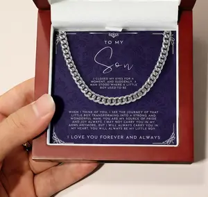 To My Son Necklace Stainless Steel Chain Jewelry Gift from Mom and Dad Perfect for Birthday Graduation or Christmas Meaningful Keepsake for Son Forever