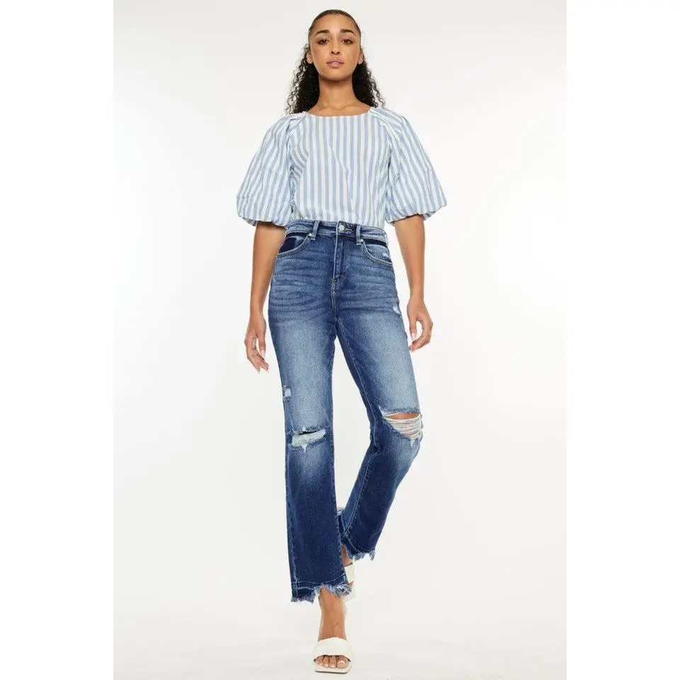 Kancan High Rise Distressed Slim Straight Jeans
