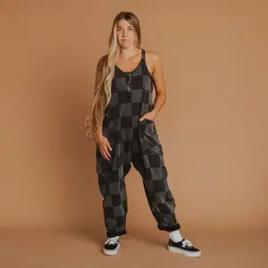 Women's Tank Romper - Oversized, Comfortable, Casual and Fun Women's Jumper Fit Womenswear Adjustable Check Chic Overalls Short Soft Suits Fabric