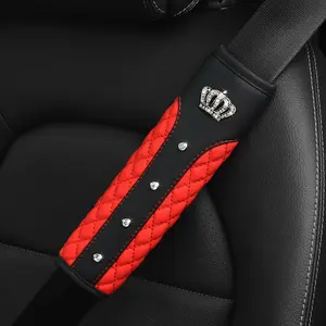 1PC Car seat belt shoulder protector with advanced texture and diamond inlaid crown seat belt protector universal Car interior decorative Boujee Car Accessories