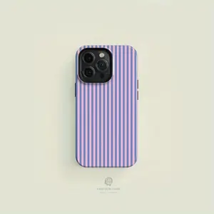 Durable Phone Cover with Blue And Pink Stripes| Case for Iphone 16 15 14 13 12 11 Pro Max