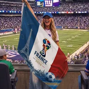 France 2026 Soccer Fan Flag Banner 3x5 FT and 2x3 FT, National Football Supporter Decor, Outdoor Indoor Wall Hanging for Home, Garage and Sports Room.