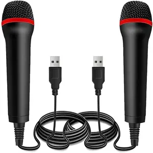 2Pack 13ft Wired USB Microphone for Rock Band, Guitar Hero, Let's Sing - Compatible with PS2, PS3, PS4, PS5, Switch, Wii, Wii U, Microsoft Xbox 360, Xbox One and PC
