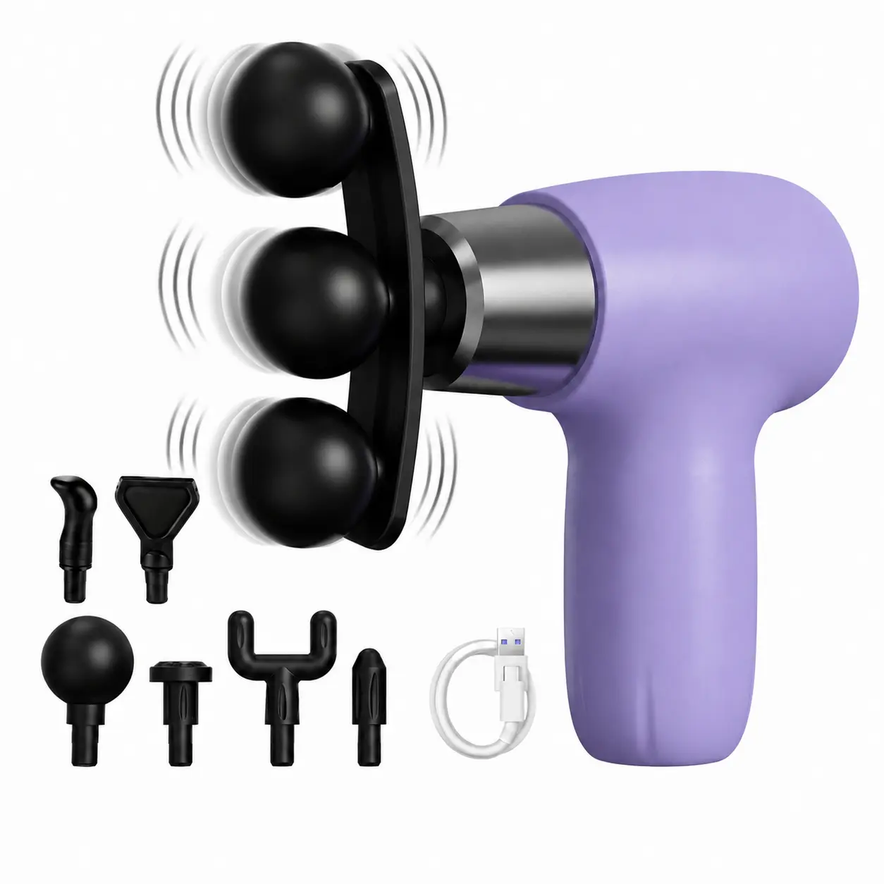 New 3-Head Mini Massage Gun - 6 Quick-Change Massaging Heads, 1200mah Long-Lasting Battery, USB-C Fast Charging, Compact Portable, Adjust Settings, Full Body Home/Office Relief for Work Sitting & Relaxation care full-body Hand massage