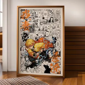 Anime Manga POSTER UNFRAMED- Demon Zenitsu - .- Curated Manga Panels - Wall Art - Hashira - Anime Gift