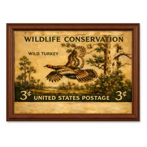 Wildlife Turkey Conservation Poster, Perfect Gift for November Giving Day, Ideal for Office, Cabin & Living Room, Vintage Oil-Style Wall Art Print