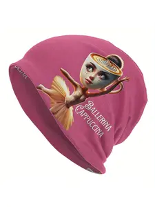 BIIHUDU Ballerina Cappucina - Pink Coffee Cup Ballet hat, Funky unisex Winter beanie