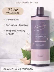 Purple Shampoo for Oily Hair Types - Hair Repair + Revival w/ Nettle Leaf Extract, Aloe, Argan, Garlic Extract & Chamomile Extracts Frizz Haircare - 32 OZ