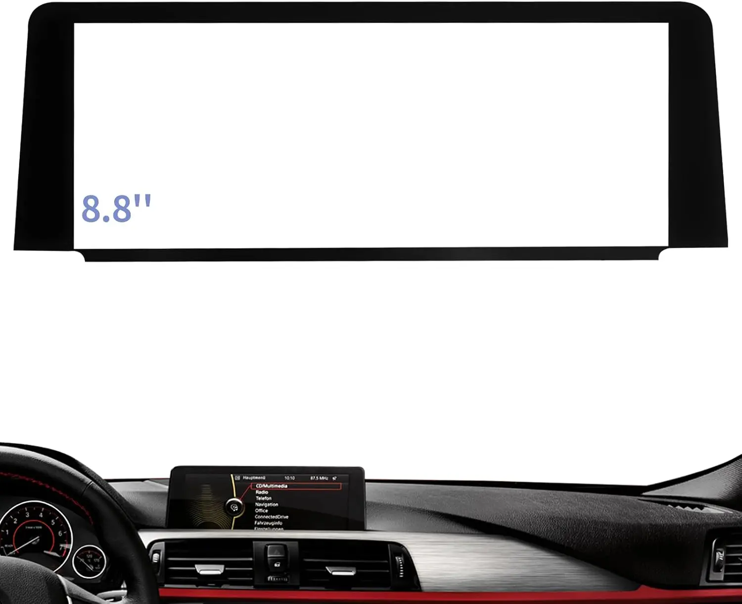 8.8" Glass Screen Navigation Display Panel Replacement for BMW L7 CID High 3 Series F30 F31 F32 F33 F34 F36 Central Information Display OEM Radio Screen 9292248 (NO Polarized Film, NO LCD)