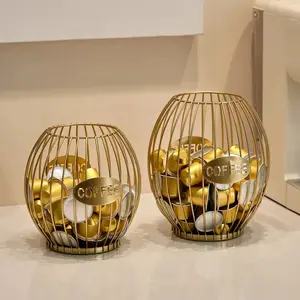 Nordic Style Coffee Companion Storage Rack, Iron Art Counter Display Shelf, Open-Style Capsule Holder Basket for Cafes