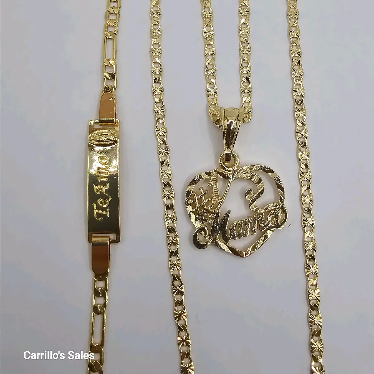 MAMA #1 BEAUTIFUL SET chain with TE AMO bracelet gold-plated perfect gift 18"inches 24"inches available