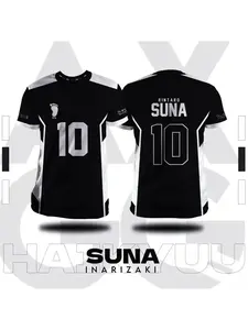 Hot-selling men's short-sleeved T-shirt, summer style, unisex T-shirt, 3D printed Haikyuu!! Inari-zaki cartoon anime character cosplay design, breathable short-sleeved shirt.