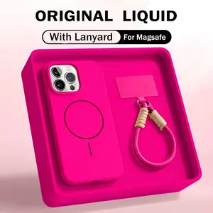 Liquid Silicone Lanyard Case for iPhone 17 Air 16 14 15 Plus MagSafe Compatible Smartphone Cellphone
