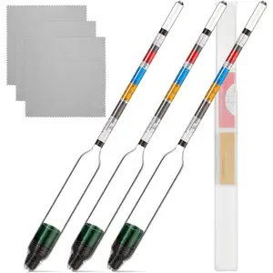 3 Packs Triple Scale Hydrometer with Cleaning Cloth for    Kombucha Brewer Elite Hydrometer  Measuring Tools Brewing Supplies Distilling Equipment for  Tester