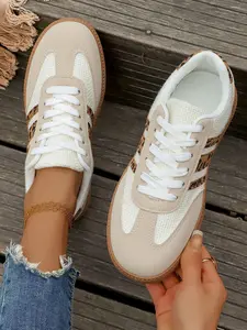 Women's Spring Summer Sports Shoes, Casual Low-Top Lace-Up Round Toe Breathable Sneakers, Comfortable Fashion Footwear for Daily Wear
