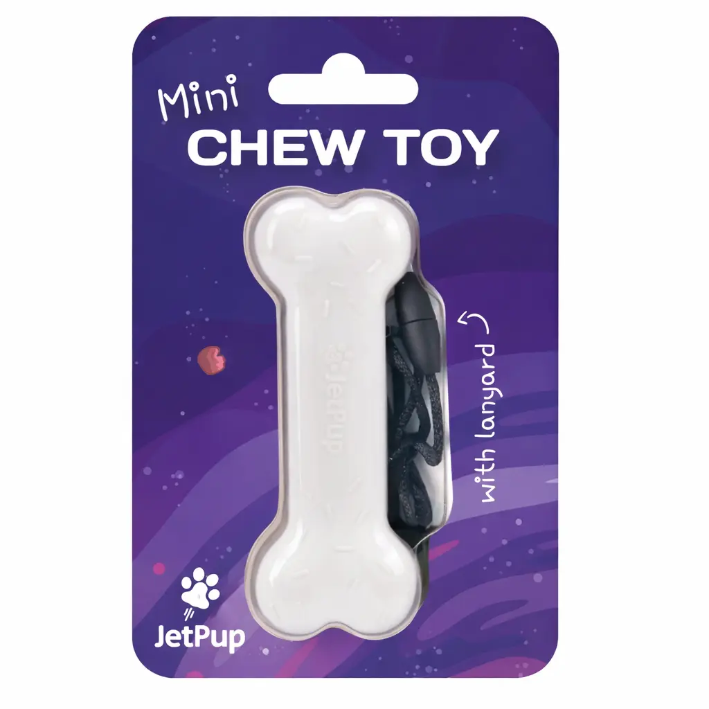 Pup Play Chew Toy Bone with Lanyard - Mini White